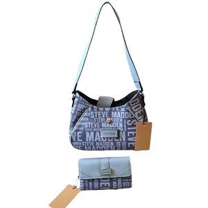NWT STEVE MADDEN HAYES & LARK BLUE DENIM MULTI PURSE AND WALLET SET SHOULDER BAG